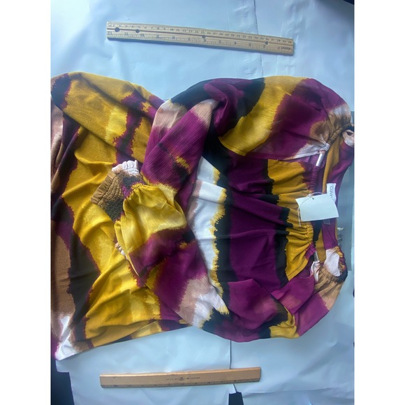 Calvin Klein Women's Tie Dye Long Sleeve Blouse Top XL Multicolor Abstract - Picture 3 of 5